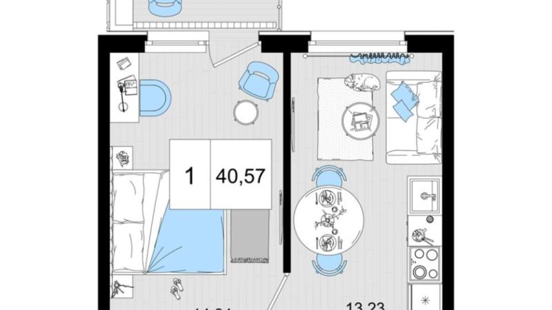 Продам 1-комнатные апартаменты от застройщика, 39.41 м², Анапа, шоссе Симферопольское, Корпус                                                     3