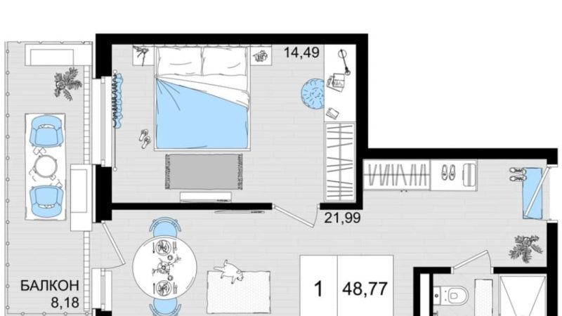 Продаю 1-комнатные апартаменты от застройщика, 47.48 м², Анапа, шоссе Симферопольское, Корпус                                                     3